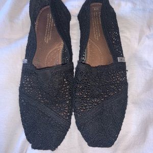 Floral Crochet Black TOMS Flats